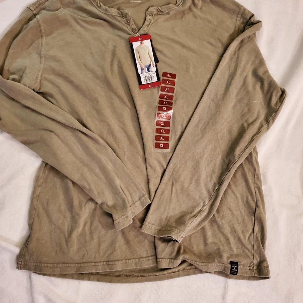 Lucky Brand Men's Venice Burnout Notch Neck Long Sleeve Tee